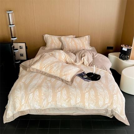 91家纺网 家纺一手货源 找家纺 总馨蕊 2023新款300克极细腻超柔煦暖绒进口导电丝四件套-挪威森林