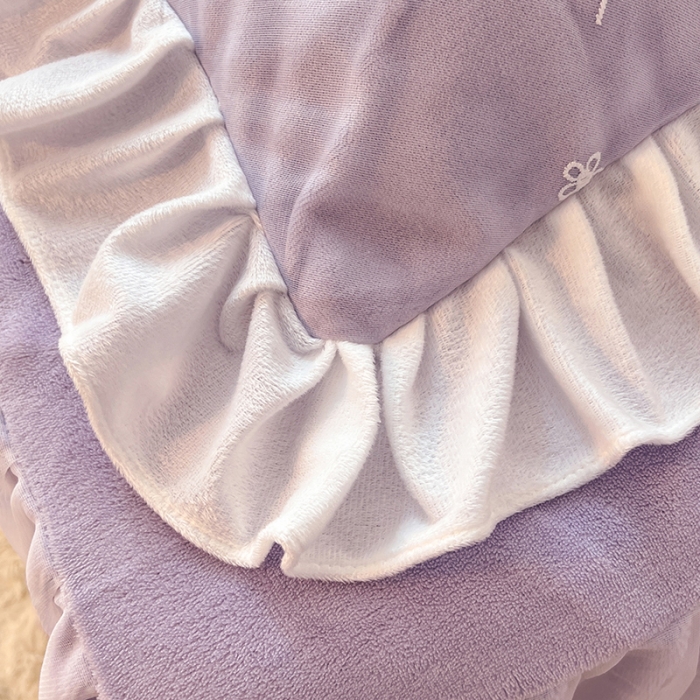 91家纺网 家纺一手货源 找家纺 唐人居 2025新款加厚牛奶绒蕾丝花边四件套-花颜 花颜-浅紫