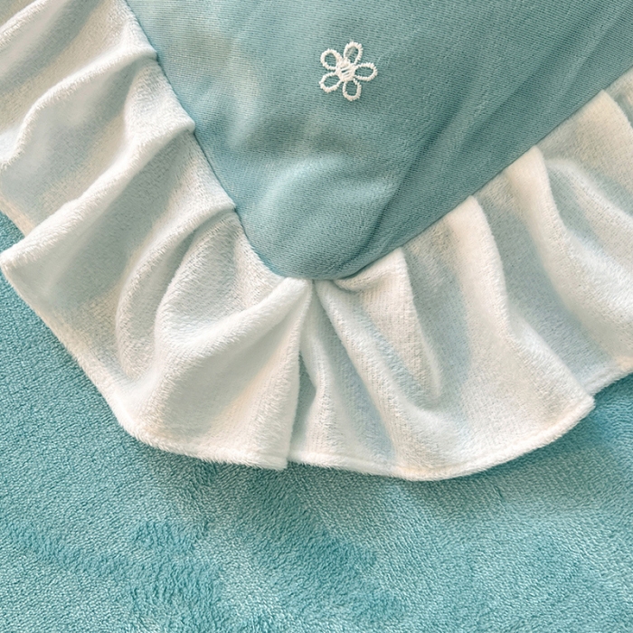 91家纺网 家纺一手货源 找家纺 唐人居 2025新款加厚牛奶绒蕾丝花边四件套-花颜 花颜-天蓝