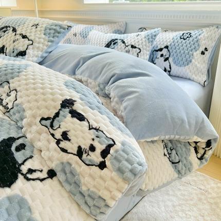 91家纺网 家纺一手货源 找家纺 宜代光年 2023新款豆豆绒提花四件套 大豆绒-可爱猫