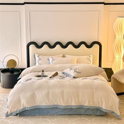 91家纺网 家纺一手货源 找家纺 （总）璞素 2023新款230克全消光牛奶绒四件套-w系列风格二