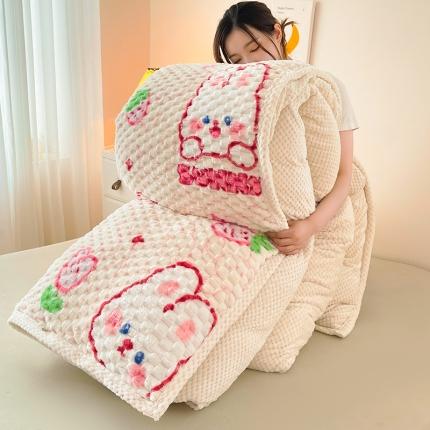 91家纺网 家纺一手货源 找家纺 熙宴 2023新款豆豆绒可拆卸被芯 欢乐兔