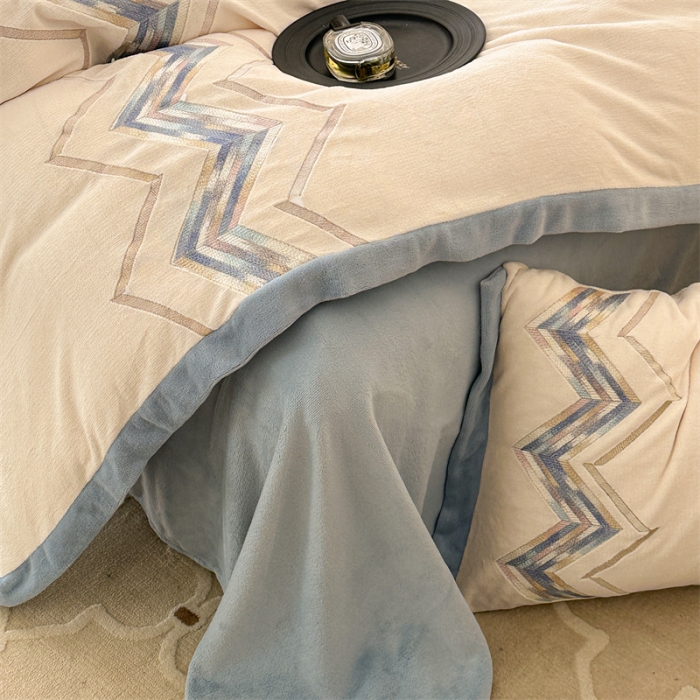 91家纺网 家纺一手货源 找家纺 （总）璞素 2023新款230克全消光牛奶绒四件套-w系列风格二