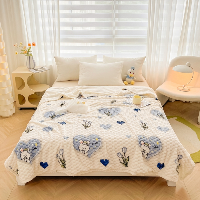 91家纺网 家纺一手货源 找家纺 熙宴 2023新款豆豆绒可拆卸被芯 爱心兔