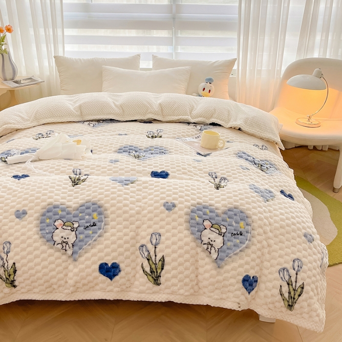 91家纺网 家纺一手货源 找家纺 熙宴 2023新款豆豆绒可拆卸被芯 爱心兔