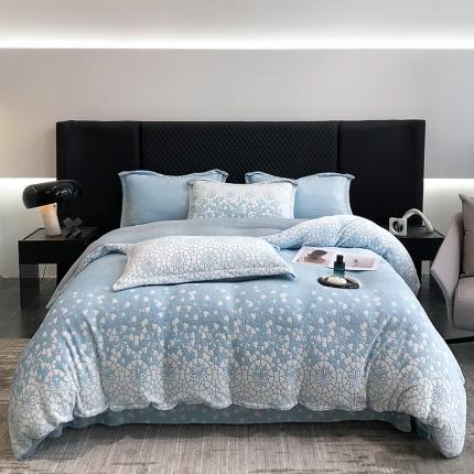 91家纺网 家纺一手货源 找家纺 大米家居 2023新款230克8斤重着色雕花绒四件套 冬雪