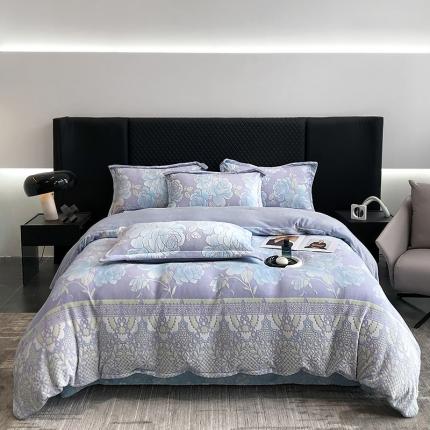 91家纺网 家纺一手货源 找家纺 大米家居 2023新款230克8斤重着色雕花绒四件套 幽兰