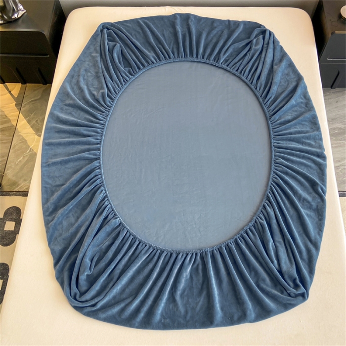 91家纺网 家纺一手货源 找家纺 古吉梦 2023新款牛奶绒刺绣床笠-琳达 琳达-宝石蓝