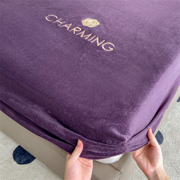 91家纺网 家纺一手货源 找家纺 古吉梦 2023新款牛奶绒刺绣床笠-琳达 琳达-帝王紫