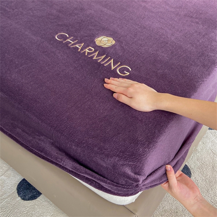 91家纺网 家纺一手货源 找家纺 古吉梦 2023新款牛奶绒刺绣床笠-琳达 琳达-帝王紫