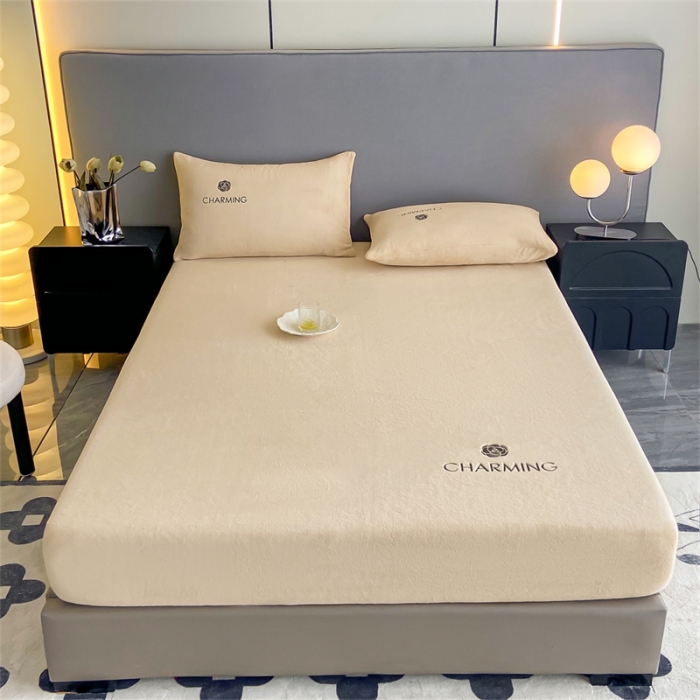 91家纺网 家纺一手货源 找家纺 古吉梦 2023新款牛奶绒刺绣床笠-琳达 琳达-香槟