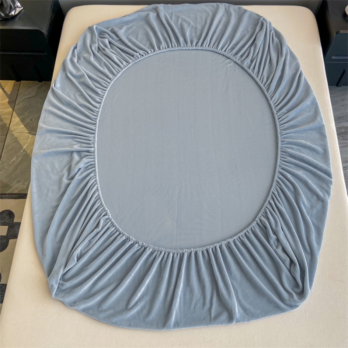 91家纺网 家纺一手货源 找家纺 古吉梦 2023新款牛奶绒刺绣床笠-琳达 琳达-星辰灰