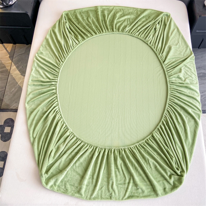 91家纺网 家纺一手货源 找家纺 古吉梦 2023新款牛奶绒刺绣床笠-琳达 琳达-月百绿