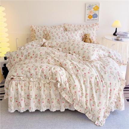 十个点 2024新款全棉印花床笠式床裙四件套-樱桃系列 朵菲