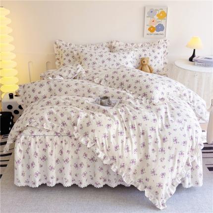 十个点 2024新款全棉印花床笠式床裙四件套-樱桃系列 洛潇