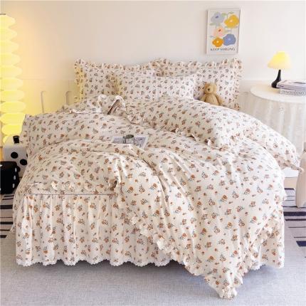 十个点 2024新款全棉印花床笠式床裙四件套-樱桃系列 沐风