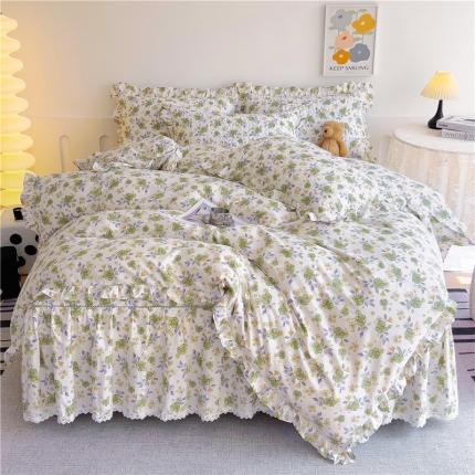 十个点 2024新款全棉印花床笠式床裙四件套-樱桃系列 秋意