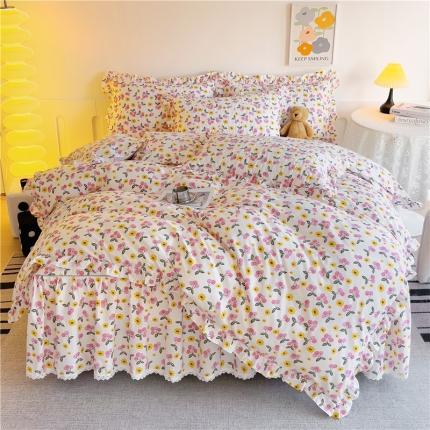 十个点 2024新款全棉印花床笠式床裙四件套-樱桃系列 樱桃