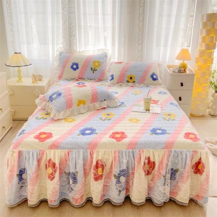 91家纺网 家纺一手货源 找家纺 （总）宜凡家纺 2023新款牛奶绒印花夹棉被套床笠式床裙三件套