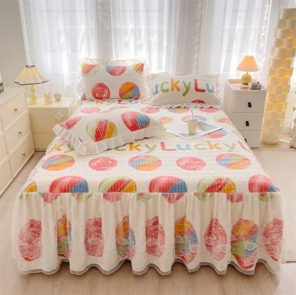 91家纺网 家纺一手货源 找家纺 （总）宜凡家纺 2023新款牛奶绒印花夹棉被套床笠式床裙三件套