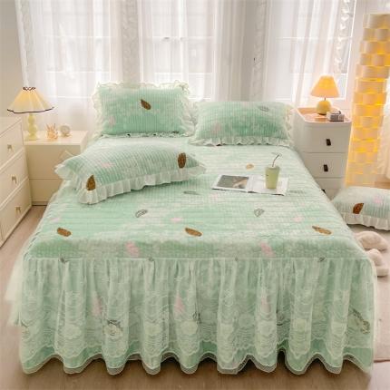 91家纺网 家纺一手货源 找家纺 （总）宜凡家纺 2023新款牛奶绒印花夹棉被套床笠式床裙三件套