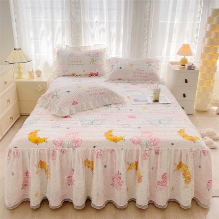 91家纺网 家纺一手货源 找家纺 （总）宜凡家纺 2023新款牛奶绒印花夹棉被套床笠式床裙三件套