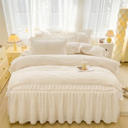 91家纺网 家纺一手货源 找家纺 （总）宜凡家纺 2023新款牛奶绒印花夹棉被套床笠式床裙四件套