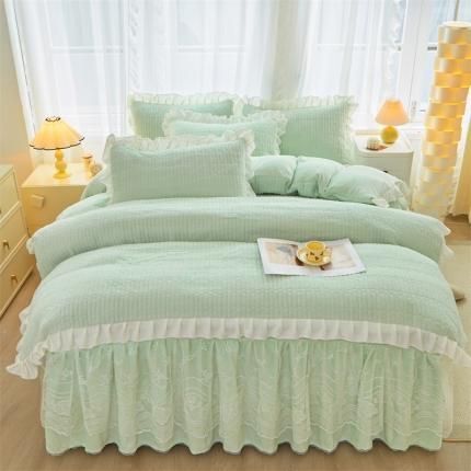 91家纺网 家纺一手货源 找家纺 （总）宜凡家纺 2023新款牛奶绒印花夹棉被套床笠式床裙四件套