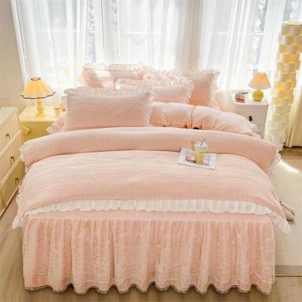 91家纺网 家纺一手货源 找家纺 （总）宜凡家纺 2023新款牛奶绒印花夹棉被套床笠式床裙四件套