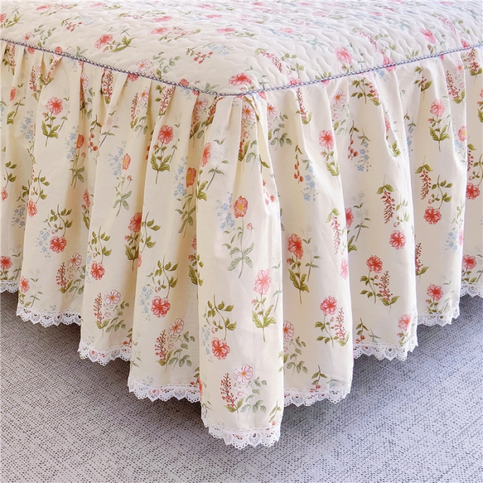 91家纺网 家纺一手货源 找家纺 十个点 2024新款全棉印花床笠式单品床裙-樱桃系列 朵菲