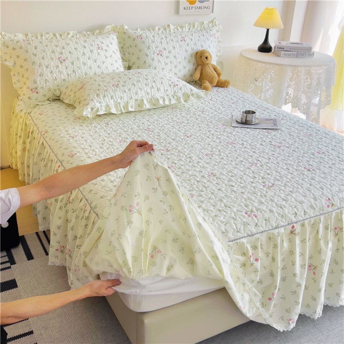 91家纺网 家纺一手货源 找家纺 十个点 2024新款全棉印花床笠式单品床裙-樱桃系列 果香