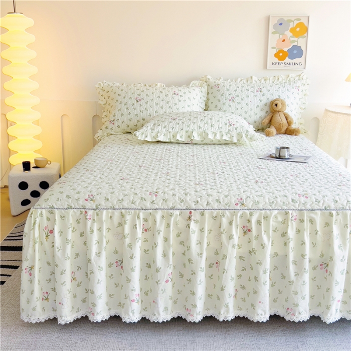 91家纺网 家纺一手货源 找家纺 十个点 2024新款全棉印花床笠式单品床裙-樱桃系列 果香