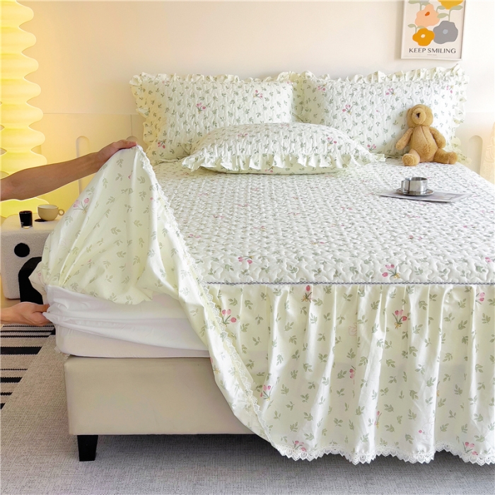 91家纺网 家纺一手货源 找家纺 十个点 2024新款全棉印花床笠式单品床裙-樱桃系列 果香