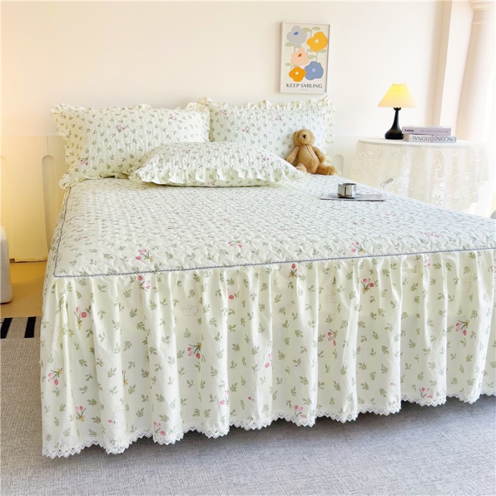 91家纺网 家纺一手货源 找家纺 十个点 2024新款全棉印花床笠式单品床裙-樱桃系列 果香