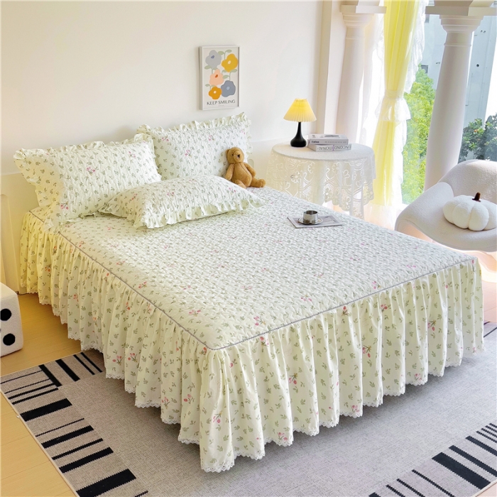 91家纺网 家纺一手货源 找家纺 十个点 2024新款全棉印花床笠式单品床裙-樱桃系列 果香