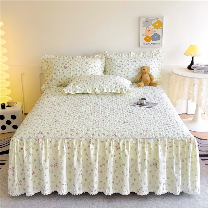 91家纺网 家纺一手货源 找家纺 十个点 2024新款全棉印花床笠式单品床裙-樱桃系列 果香