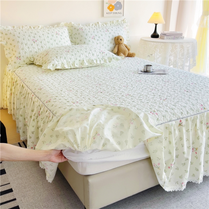 91家纺网 家纺一手货源 找家纺 十个点 2024新款全棉印花床笠式单品床裙-樱桃系列 果香