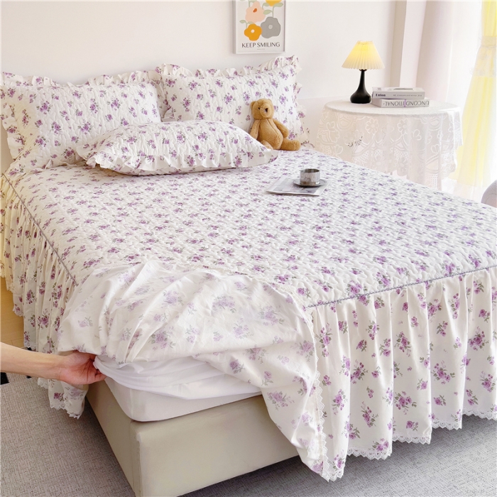 91家纺网 家纺一手货源 找家纺 十个点 2024新款全棉印花床笠式单品床裙-樱桃系列 洛潇