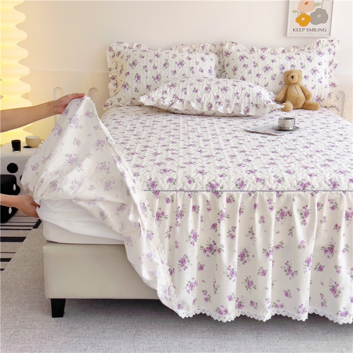 91家纺网 家纺一手货源 找家纺 十个点 2024新款全棉印花床笠式单品床裙-樱桃系列 洛潇