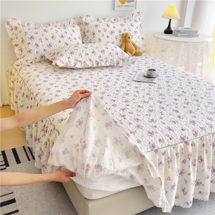 91家纺网 家纺一手货源 找家纺 十个点 2024新款全棉印花床笠式单品床裙-樱桃系列 洛潇