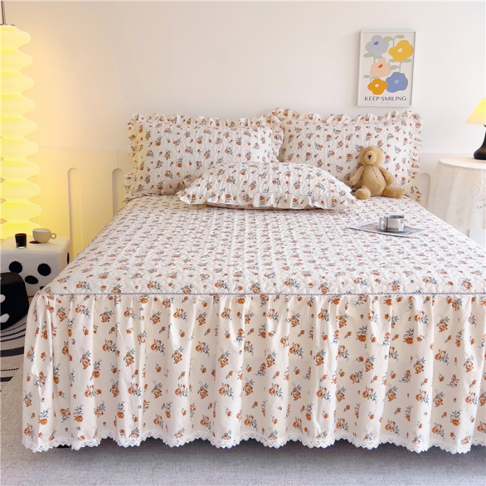 91家纺网 家纺一手货源 找家纺 十个点 2024新款全棉印花床笠式单品床裙-樱桃系列 沐风