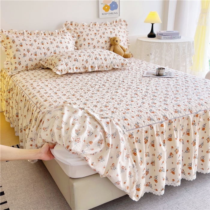 91家纺网 家纺一手货源 找家纺 十个点 2024新款全棉印花床笠式单品床裙-樱桃系列 沐风