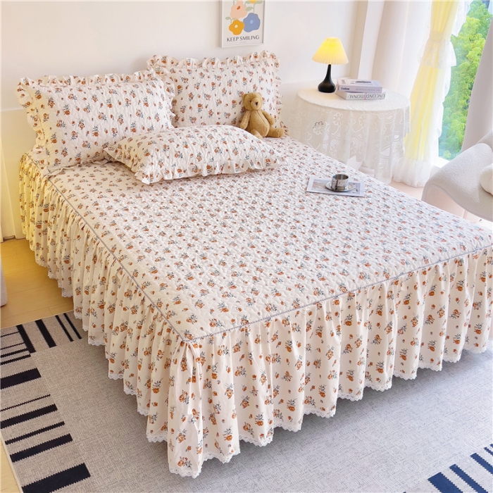 91家纺网 家纺一手货源 找家纺 十个点 2024新款全棉印花床笠式单品床裙-樱桃系列 沐风