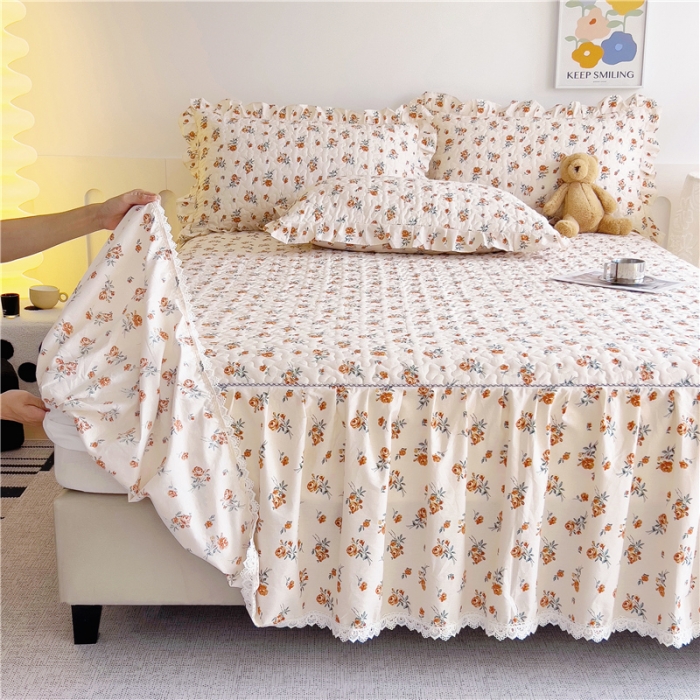 91家纺网 家纺一手货源 找家纺 十个点 2024新款全棉印花床笠式单品床裙-樱桃系列 沐风