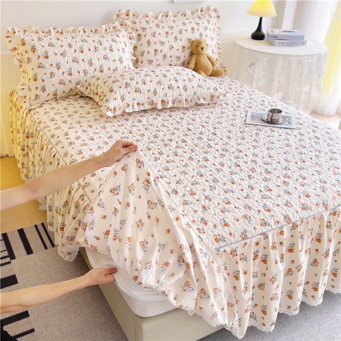 91家纺网 家纺一手货源 找家纺 十个点 2024新款全棉印花床笠式单品床裙-樱桃系列 沐风