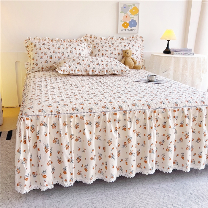 91家纺网 家纺一手货源 找家纺 十个点 2024新款全棉印花床笠式单品床裙-樱桃系列 沐风