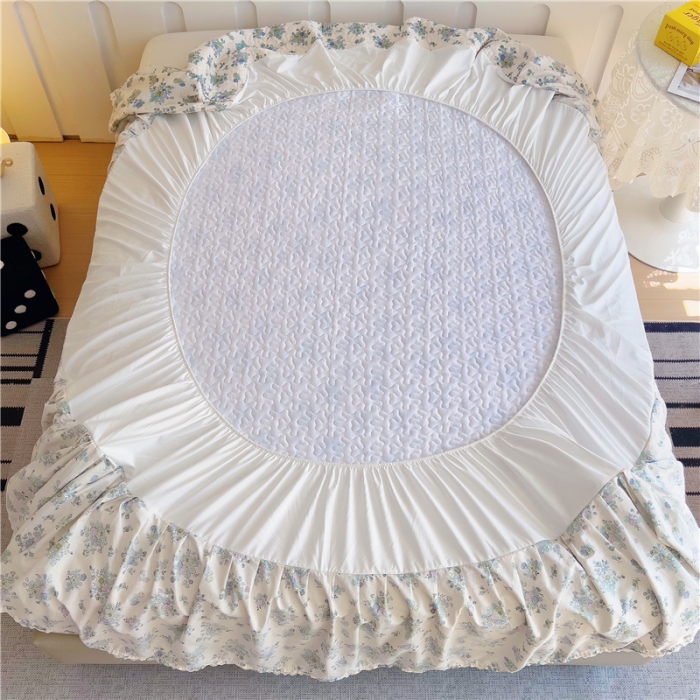 91家纺网 家纺一手货源 找家纺 十个点 2024新款全棉印花床笠式单品床裙-樱桃系列 青花