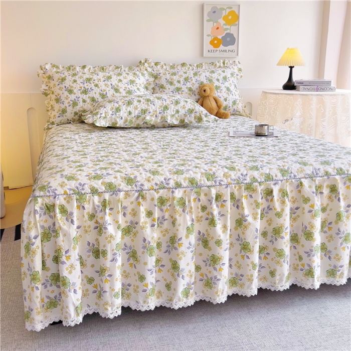 91家纺网 家纺一手货源 找家纺 十个点 2024新款全棉印花床笠式单品床裙-樱桃系列 秋意