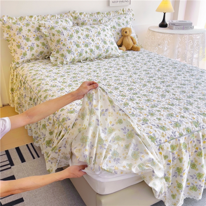 91家纺网 家纺一手货源 找家纺 十个点 2024新款全棉印花床笠式单品床裙-樱桃系列 秋意