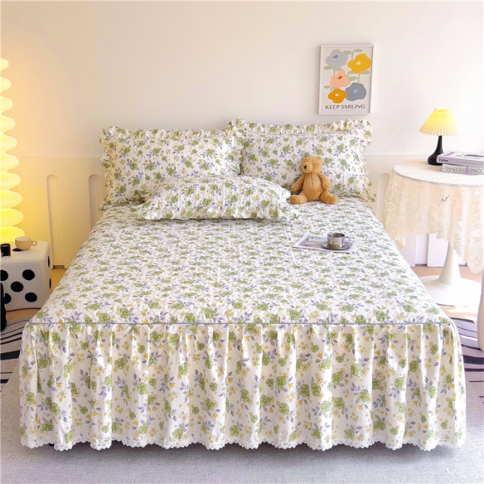 91家纺网 家纺一手货源 找家纺 十个点 2024新款全棉印花床笠式单品床裙-樱桃系列 秋意